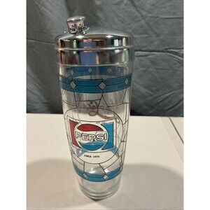 Vintage 70’s Pepsi Cola Stained Glass Cocktail Shaker